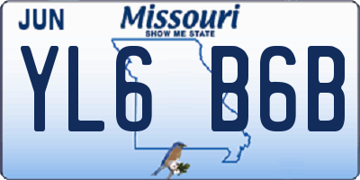 MO license plate YL6B6B