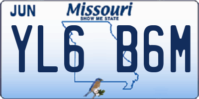 MO license plate YL6B6M