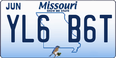 MO license plate YL6B6T