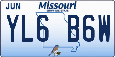 MO license plate YL6B6W