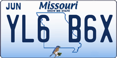 MO license plate YL6B6X