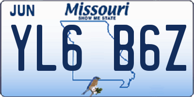 MO license plate YL6B6Z