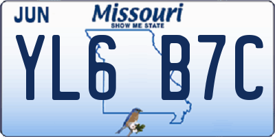 MO license plate YL6B7C