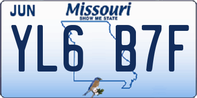 MO license plate YL6B7F