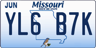 MO license plate YL6B7K