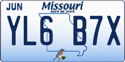 MO license plate YL6B7X