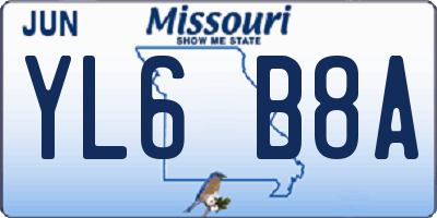 MO license plate YL6B8A