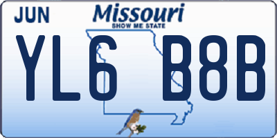 MO license plate YL6B8B