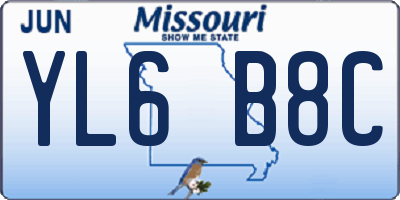 MO license plate YL6B8C