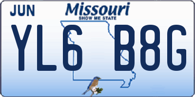 MO license plate YL6B8G