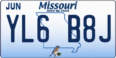 MO license plate YL6B8J
