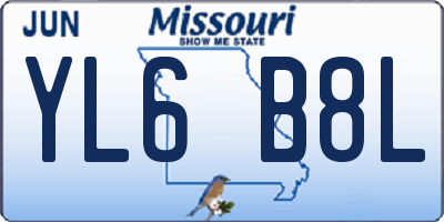 MO license plate YL6B8L