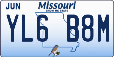 MO license plate YL6B8M
