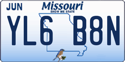 MO license plate YL6B8N