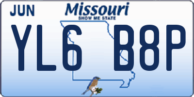 MO license plate YL6B8P