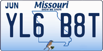 MO license plate YL6B8T