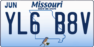 MO license plate YL6B8V