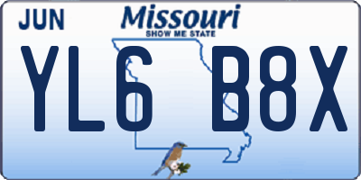 MO license plate YL6B8X
