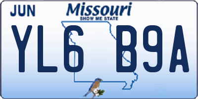 MO license plate YL6B9A