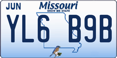 MO license plate YL6B9B
