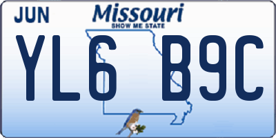MO license plate YL6B9C