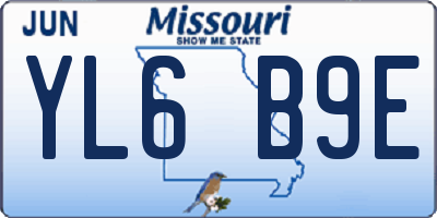 MO license plate YL6B9E