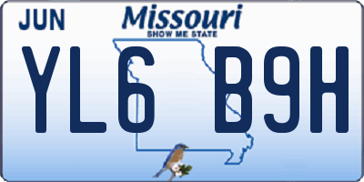 MO license plate YL6B9H