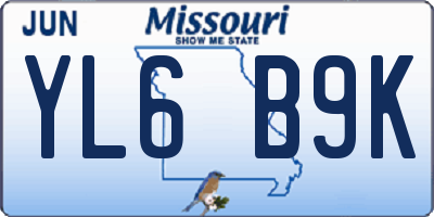 MO license plate YL6B9K