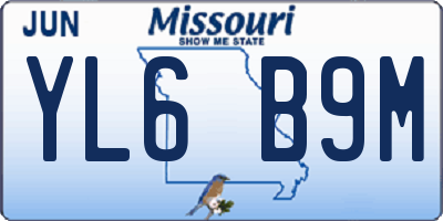 MO license plate YL6B9M