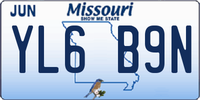 MO license plate YL6B9N