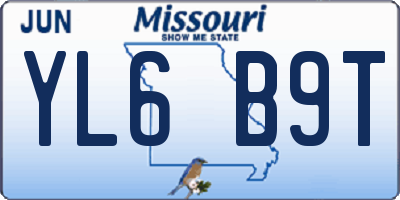 MO license plate YL6B9T