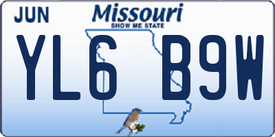 MO license plate YL6B9W
