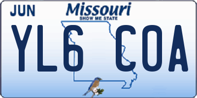 MO license plate YL6C0A