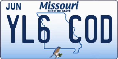 MO license plate YL6C0D