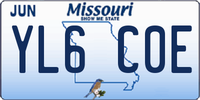 MO license plate YL6C0E