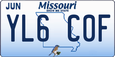 MO license plate YL6C0F