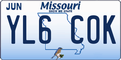MO license plate YL6C0K