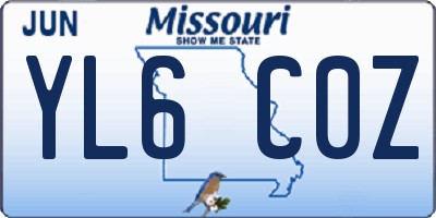 MO license plate YL6C0Z