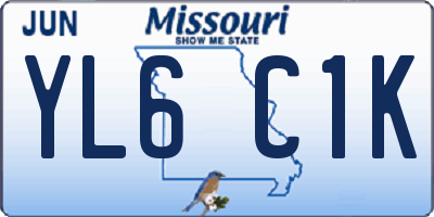MO license plate YL6C1K