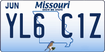 MO license plate YL6C1Z