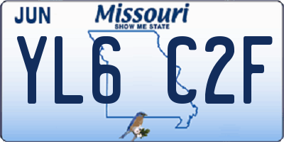 MO license plate YL6C2F