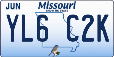 MO license plate YL6C2K
