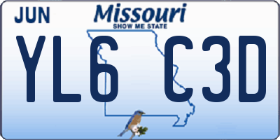 MO license plate YL6C3D