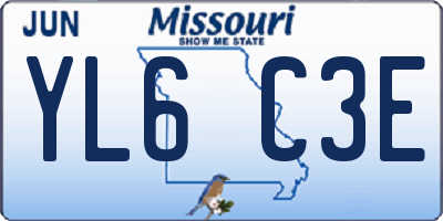 MO license plate YL6C3E