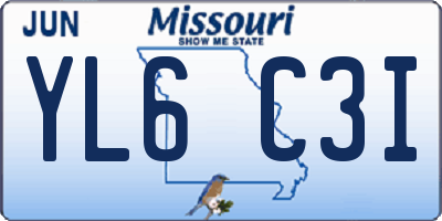 MO license plate YL6C3I