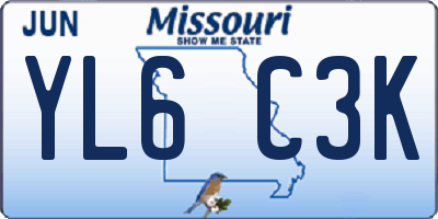MO license plate YL6C3K