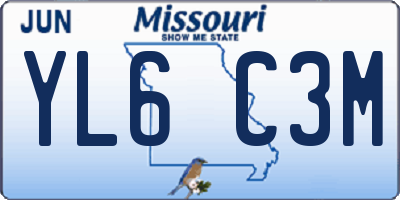 MO license plate YL6C3M