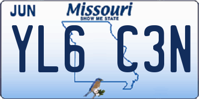MO license plate YL6C3N