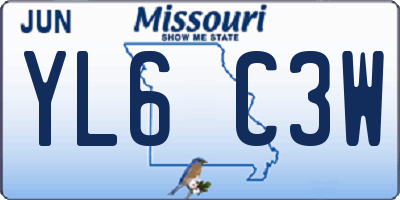 MO license plate YL6C3W