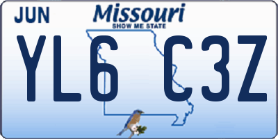 MO license plate YL6C3Z